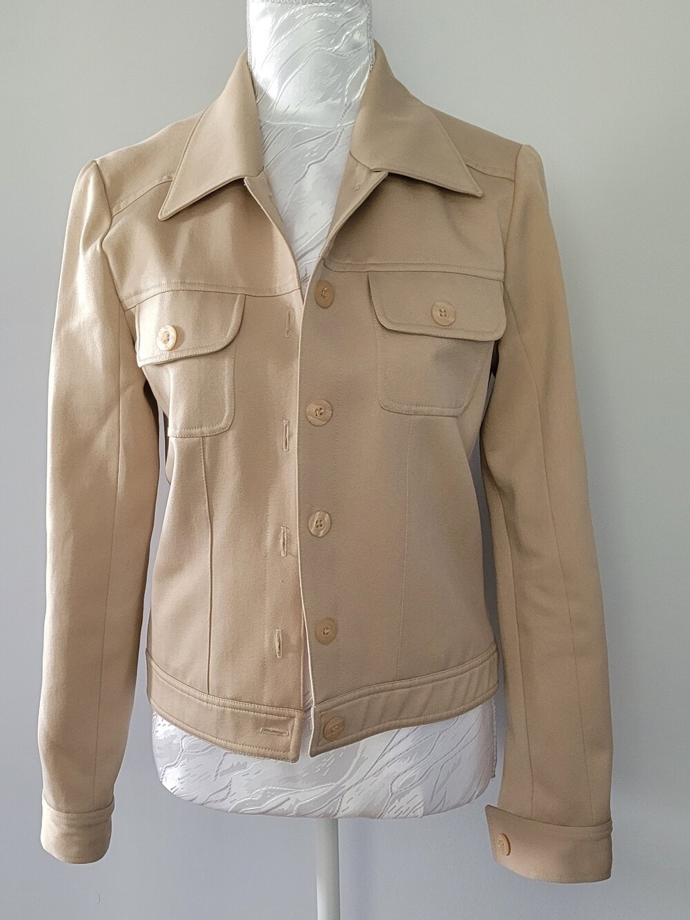 David Bitton Buffalo Women's Beige Tailored Button-Front Jacket